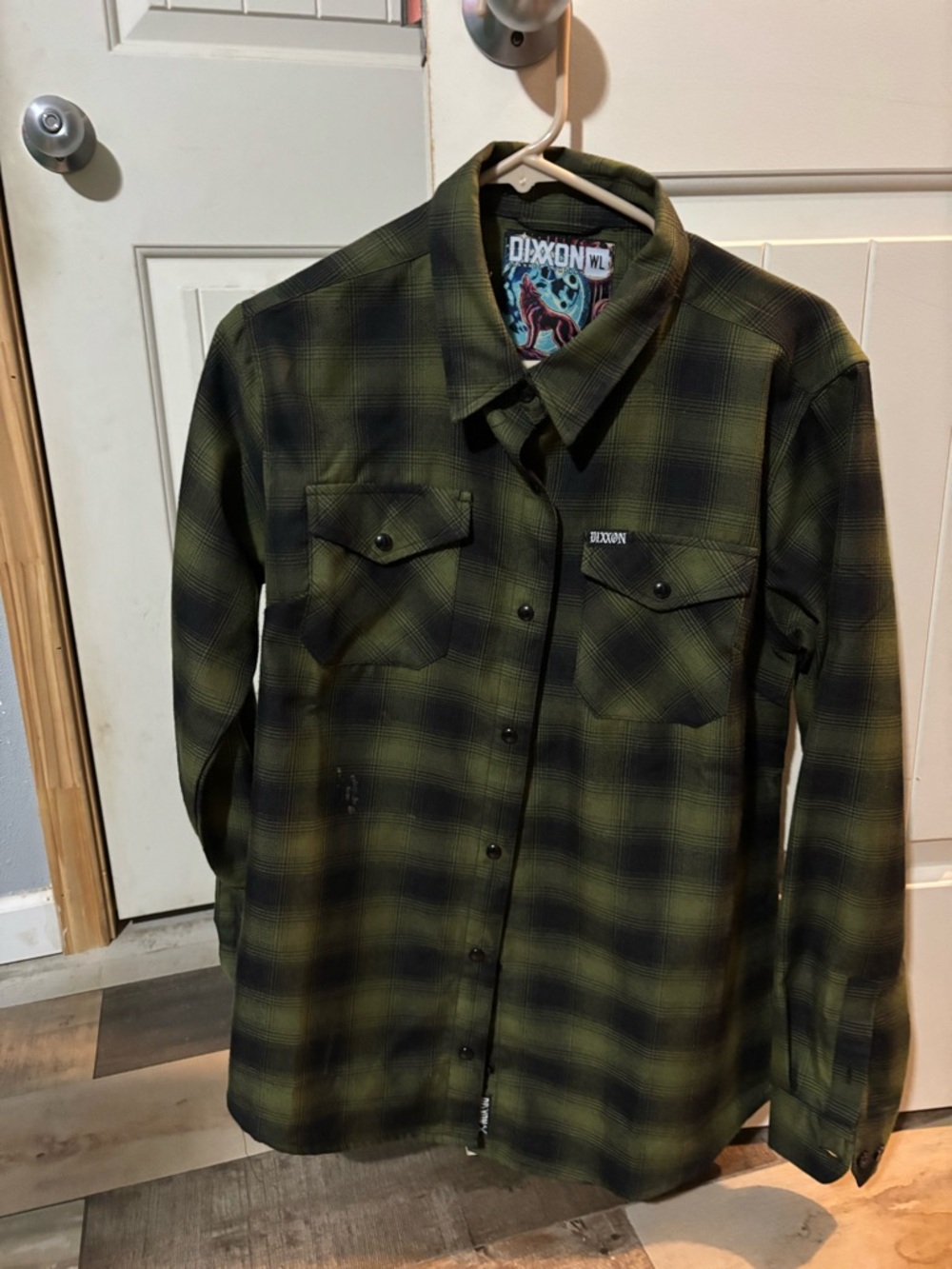 DIXXON Olive and Black Plaid Flannel Shirt